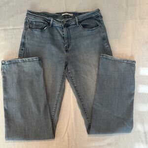 levis 505 jeans womens size 14 straight leg stretch mid rise denim blue